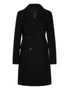 Mango Double-Breasted Wool Coat Svart