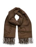 Lauren Ralph Lauren Belting-Motif Jacquard Wrap Scarf Brun