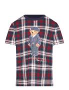 Ralph Lauren Kids Polo Bear Plaid Cotton Jersey Tee Marinblå