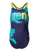 Arena Girl's Arena Light Tricks Swimsuit Swim Pro Back N Marinblå