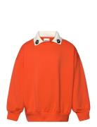 Mini Rodini Cats Emb Collar Sweatshirt Orange