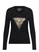 GUESS Jeans Ls Vn Triangle Tiger Tee Svart