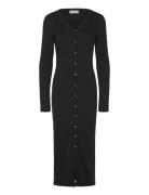 Calvin Klein Jeans Woven Label Ls Rib Dress Svart