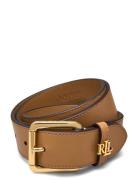 Lauren Ralph Lauren Logo-Keeper Leather Belt Beige