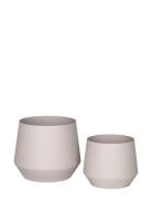 House Nordic Berit - Flowerpot, Steel, Sand, Set Of 2 Vit