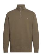 GANT Texture Half-Zip Khaki Green