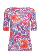 Lauren Ralph Lauren Floral Stretch Cotton Boatneck Tee Multi/patterned
