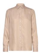 Lexington Clothing Sanna Jacquard Stripe Lyocell Shirt Beige