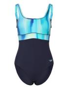 Speedo Womens Shaping Contoureclipse Printed 1 Piece Marinblå