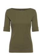 Lauren Ralph Lauren Stretch Cotton Boatneck Tee Grön
