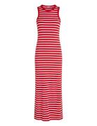 Tommy Hilfiger Slim 5X2 Rib Midi Dress Ns Röd