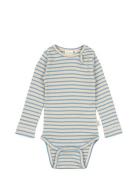 Petit Piao Body L/S Modal Striped Blå