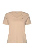GANT Reg Shield Ss V-Neck T-Shirt Beige