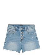 Indian Blue Jeans Wide Denim Shorts Damaged Blå