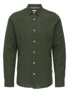 ONLY & SONS Onscaiden Ls Solid Linen Shirt Grön