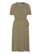 Lauren Ralph Lauren Belted Georgette Dress Grön
