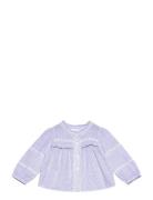 Mango Striped Voile Blouse Blå