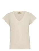 MOS MOSH Mmganna Pattern V-Neck Knit Kräm