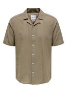 ONLY & SONS Onscaiden Ss Solid Resort Linen Noos Grön