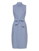 Polo Ralph Lauren Belted Oxford Sleeveless Shirtdress Blå