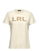 Lauren Ralph Lauren French Knot-Logo Cotton Jersey Tee Kräm