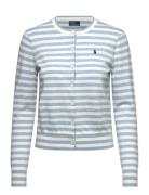 Polo Ralph Lauren Striped Cotton-Blend Crewneck Cardigan Blå