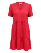 ONLY Onltiri-Caro S/S V-Neck Lin Dress Cc Pnt Röd