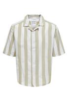 ONLY & SONS Onstes Rlx Ctn Slub Stripe Ss Shirt Grön