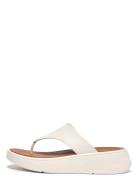FitFlop F-Mode Leather Flatform Toe-Post Sandals Vit