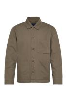 Lindbergh Linen Blend Overshirt Khaki Green