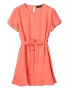 Lexington Clothing Belted Linen Dress Korall
