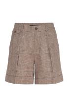 Lauren Ralph Lauren Glen Check Pleated Linen Twill Short Brun