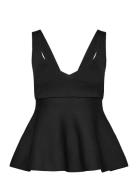 Mango Fine-Knit Peplum Top Svart