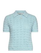 Mango Polo-Neck Crochet Sweater Blå