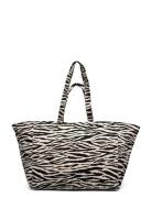 Mango Zebra-Print Cotton Shopper Bag Svart