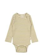 Petit Piao Body L/S Modal Striped Grön