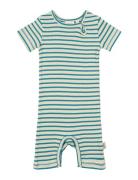 Petit Piao Jumpsuit S/S Modal Striped Grön