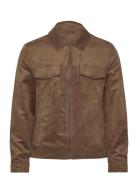 Mango Suede-Effect Jacket With Zip Brun