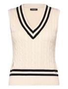 Lauren Ralph Lauren Cable-Knit Cotton Cricket Sweater Vest Kräm