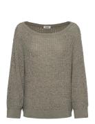 Monki Loose Open-Knit Side Slit Sweater Khaki Green