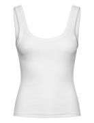 Monki Rib Fitted Tank Top Vit