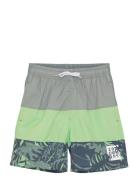 Color Kids Swim Long Shorts, Colorblock Grön