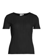 Vila Vikassie S/S Pointelle Top - Noos Svart