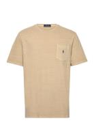 Polo Ralph Lauren Standard Fit Cotton-Linen Pocket T-Shirt Beige