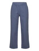 Lindex Trousers Linen Blend Blå