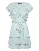 Lauren Ralph Lauren Ruffle-Trim Crinkle Georgette Dress Blå