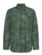 Mango Cotton Paisley Shirt Grön