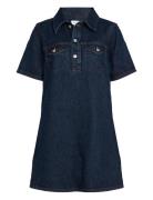 Calvin Klein Jeans Popover Denim Dress Dark Ck Blue Blå