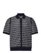J. Lindeberg Rolando Logo Jacquard Polo Marinblå