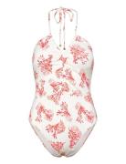 Malina Misty Ruched Halterneck Swimsuit Vit